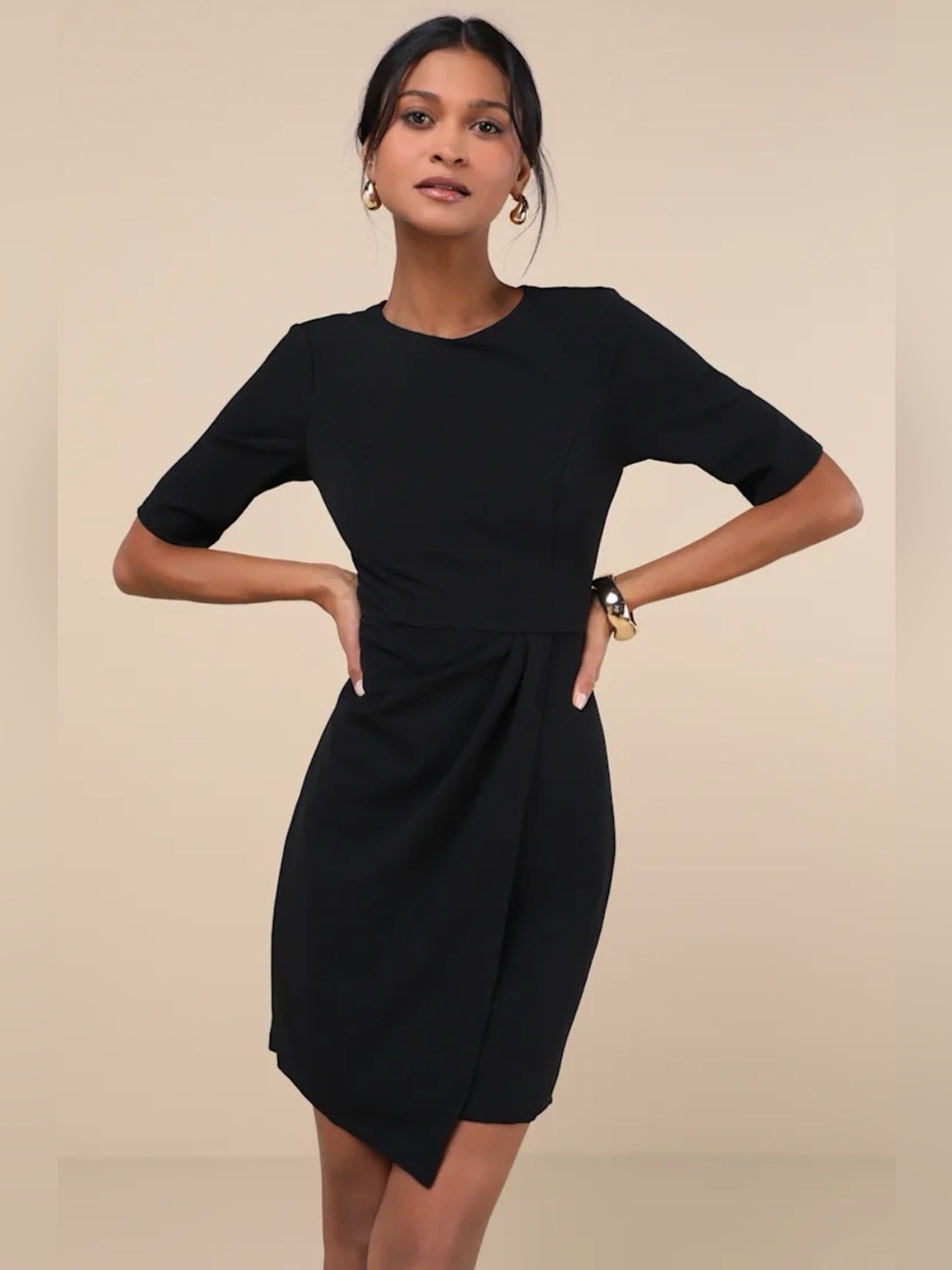 Lulus Westwood Black Half Sleeve Sheath Dress nwt size medium